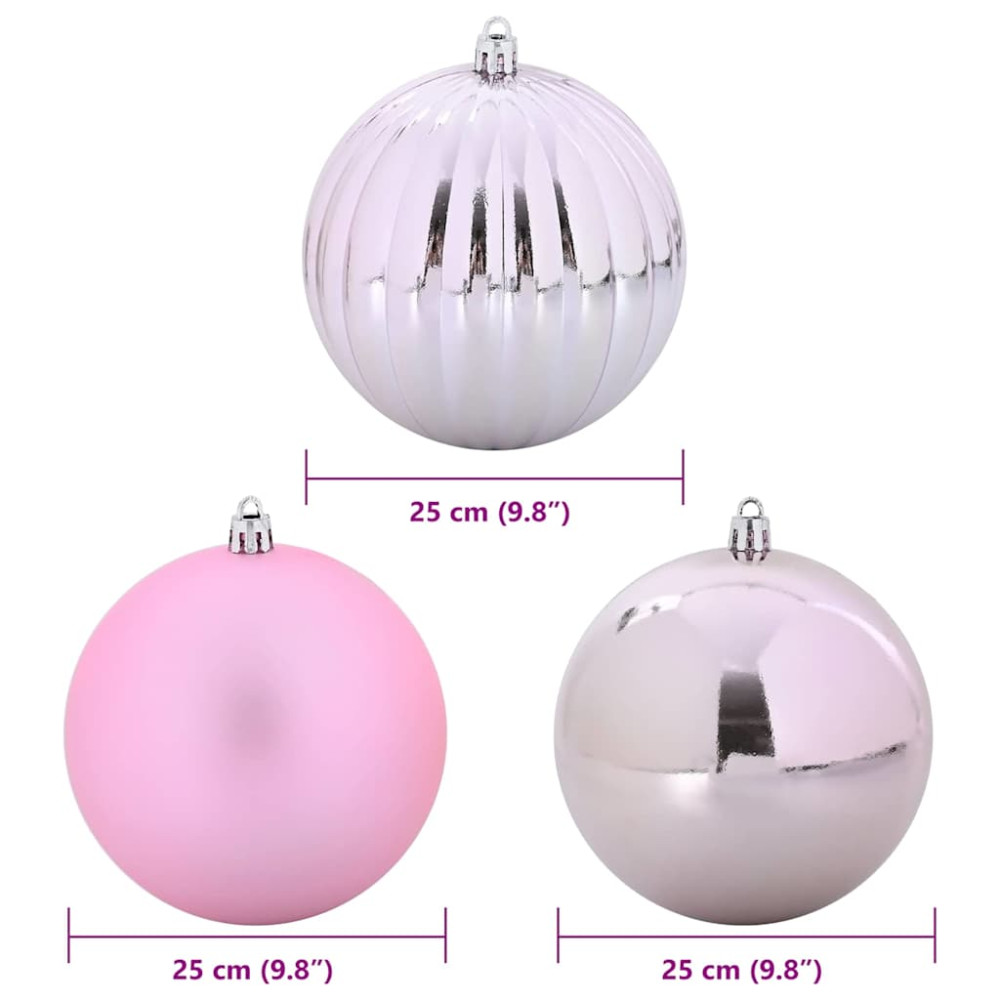 Produktbild för Julkula Set XXL 3 st Rosa Plast