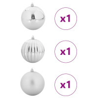 Produktbild för Julgransprydnad Set XXL 3 st Silver Plast