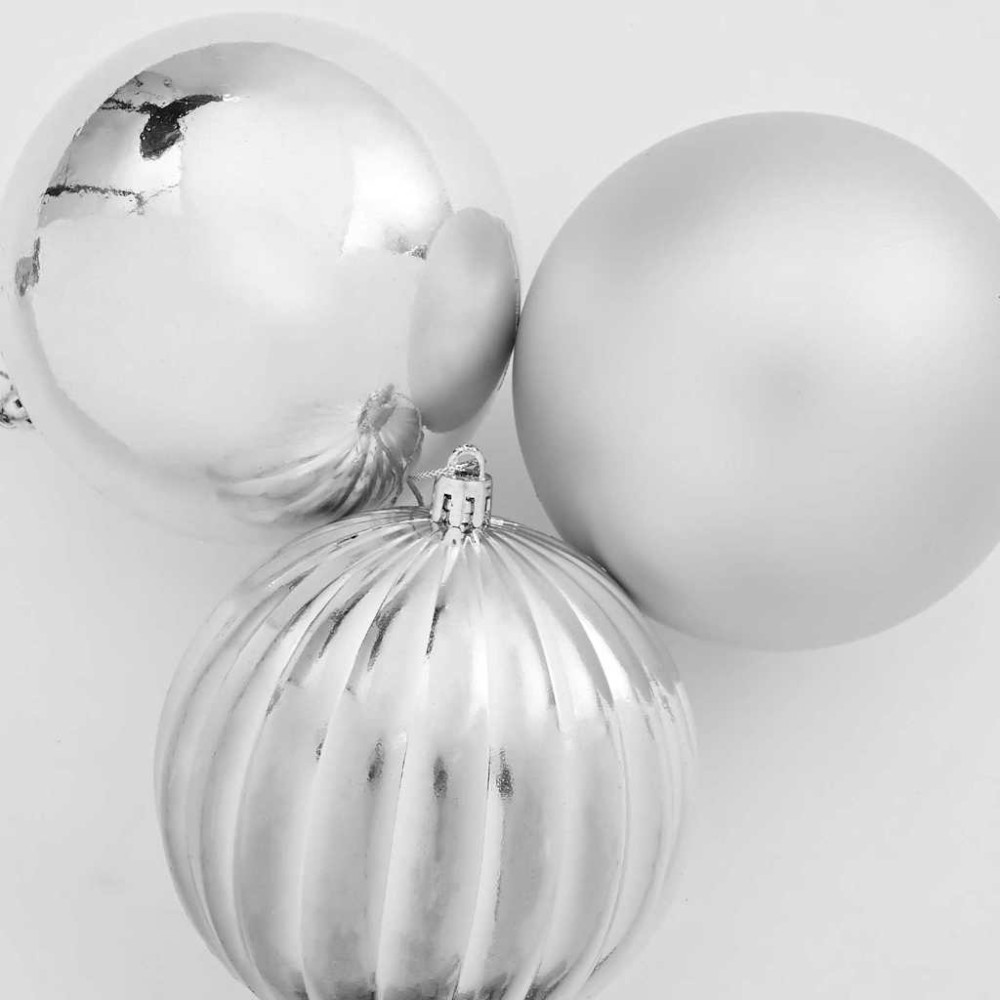 Produktbild för Julgransprydnad Set XXL 3 st Silver Plast