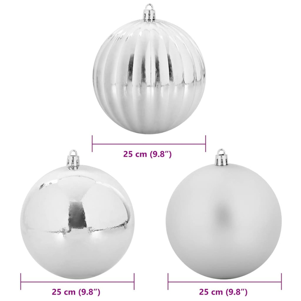 Produktbild för Julgransprydnad Set XXL 3 st Silver Plast