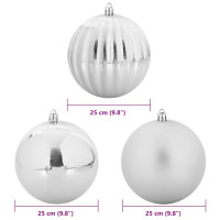 Produktbild för Julgransprydnad Set XXL 3 st Silver Plast