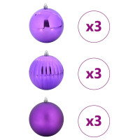 Produktbild för Julkulor Set XL 9 st Lila Plast