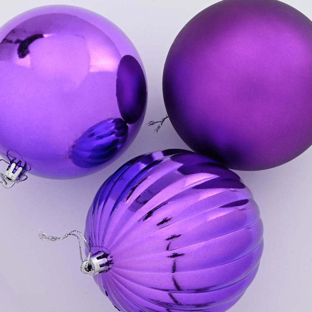 Produktbild för Julkulor Set XL 9 st Lila Plast