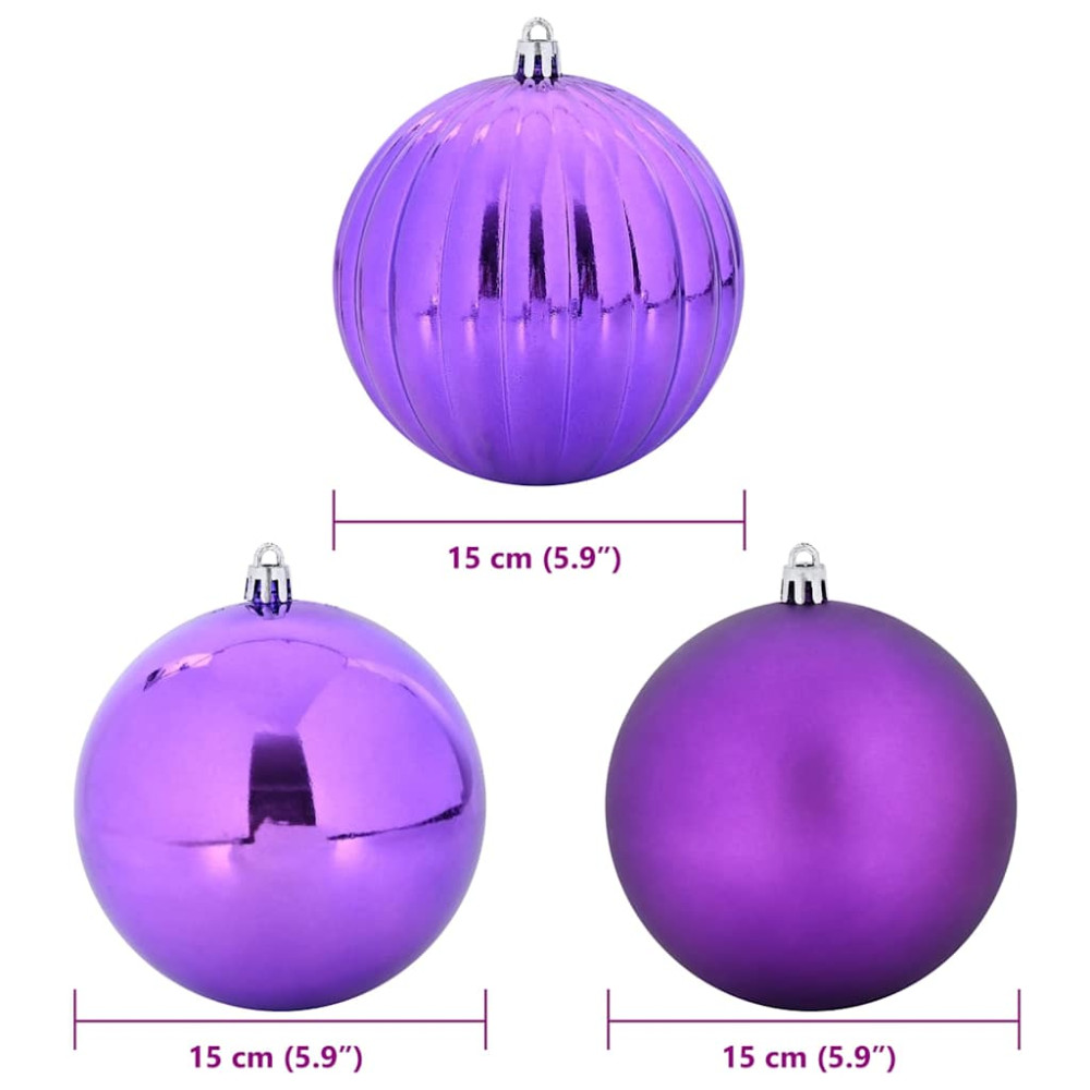 Produktbild för Julkulor Set XL 9 st Lila Plast