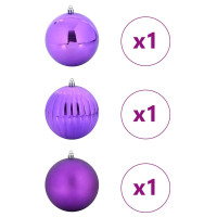 Produktbild för Julgranskulor Set XXL 3 st Lila Plast
