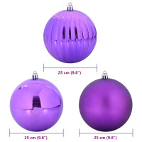 Produktbild för Julgranskulor Set XXL 3 st Lila Plast