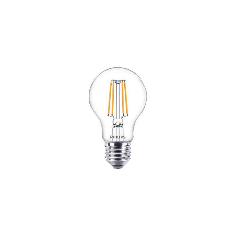 Produktbild för Philips - LED-glödlampa med filament - form: A60 - klar finish - E27 - 4.3 W - 2700 K (paket om 3)