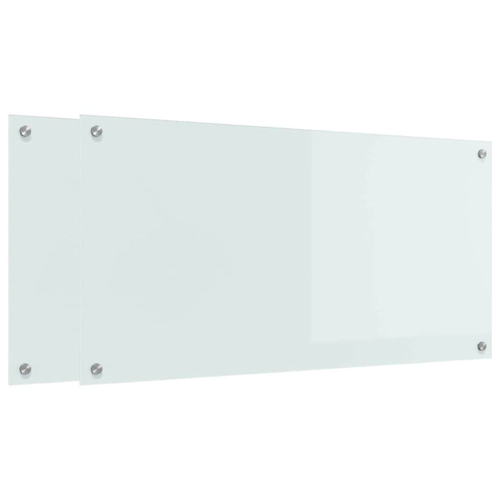 Produktbild för Köksskydd 2 pcs Vit 100 x 50 cm härdat glas