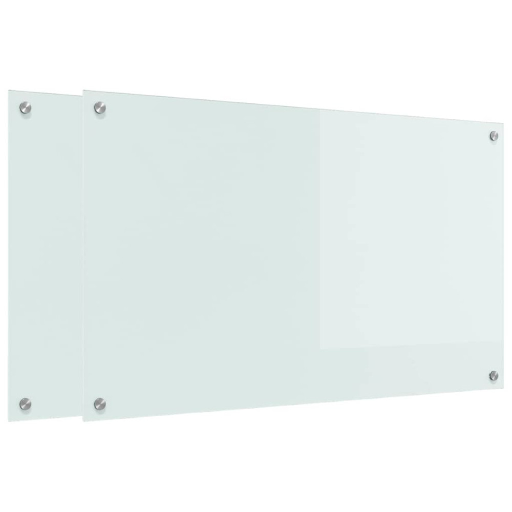 Produktbild för Köksskydd 2 pcs Vit 100 x 60 cm härdat glas