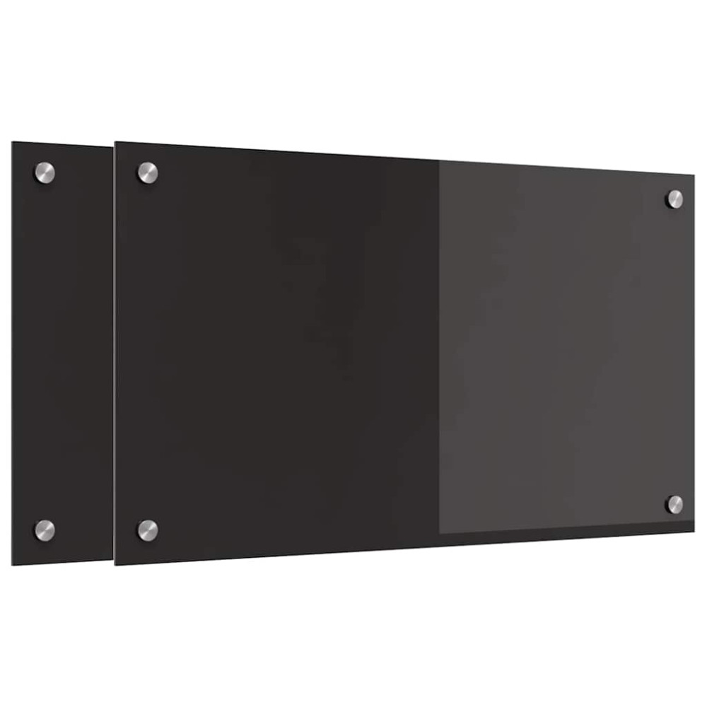 Produktbild för Köksskydd 2 pcs Svart 70 x 40 cm härdat glas