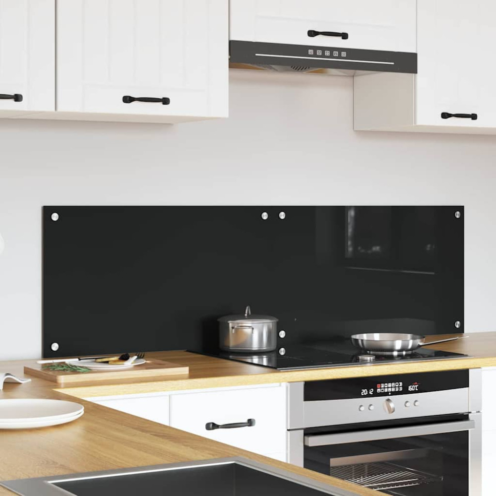 Produktbild för Köksskydd 2 pcs Svart 70 x 40 cm härdat glas