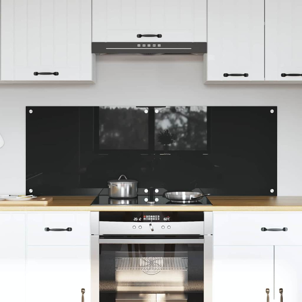 Produktbild för Köksskydd 2 pcs Svart 70 x 50 cm härdat glas