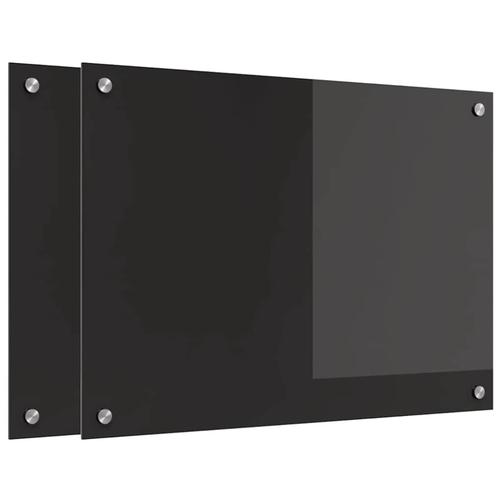 Produktbild för Köksskydd 2 pcs Svart 70 x 50 cm härdat glas