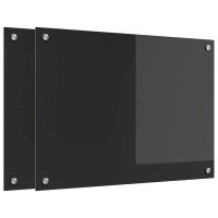 Produktbild för Köksskydd 2 pcs Svart 70 x 50 cm härdat glas
