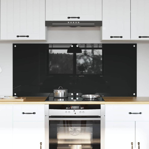 vidaXL Köksskydd 2 pcs Svart 70 x 60 cm härdat glas