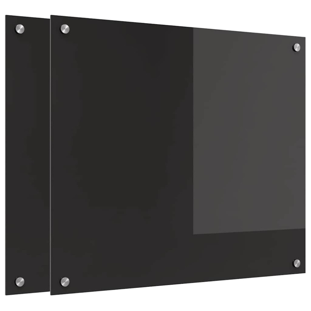 Produktbild för Köksskydd 2 pcs Svart 70 x 60 cm härdat glas