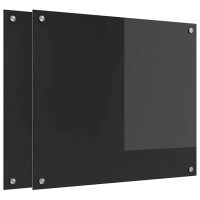 Produktbild för Köksskydd 2 pcs Svart 70 x 60 cm härdat glas