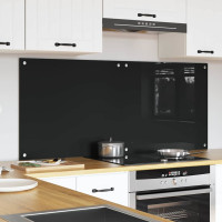 Produktbild för Köksskydd 2 pcs Svart 70 x 60 cm härdat glas
