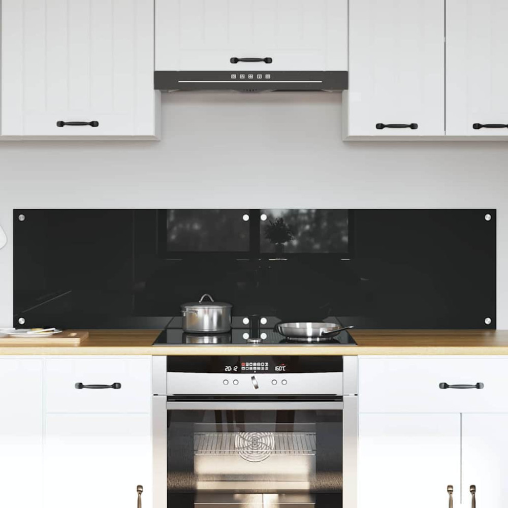 Produktbild för Köksskydd 2 pcs Svart 80 x 40 cm härdat glas