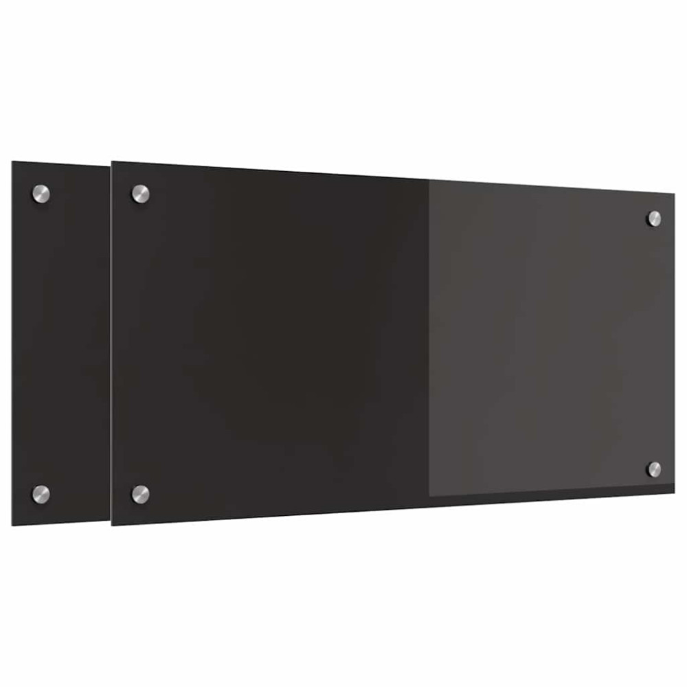 Produktbild för Köksskydd 2 pcs Svart 80 x 40 cm härdat glas