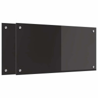 Produktbild för Köksskydd 2 pcs Svart 80 x 40 cm härdat glas