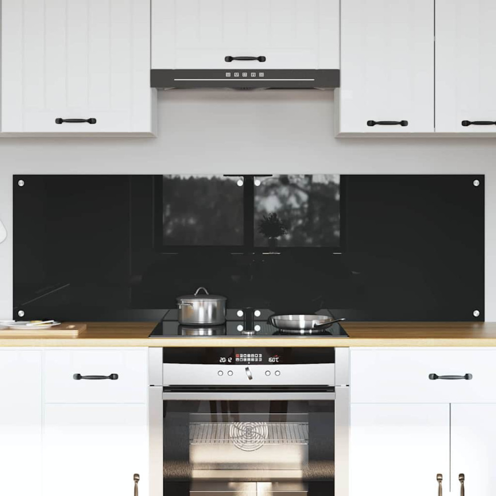 Produktbild för Köksskydd 2 pcs Svart 80 x 50 cm härdat glas