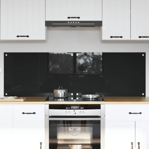 vidaXL Köksskydd 2 pcs Svart 80 x 50 cm härdat glas