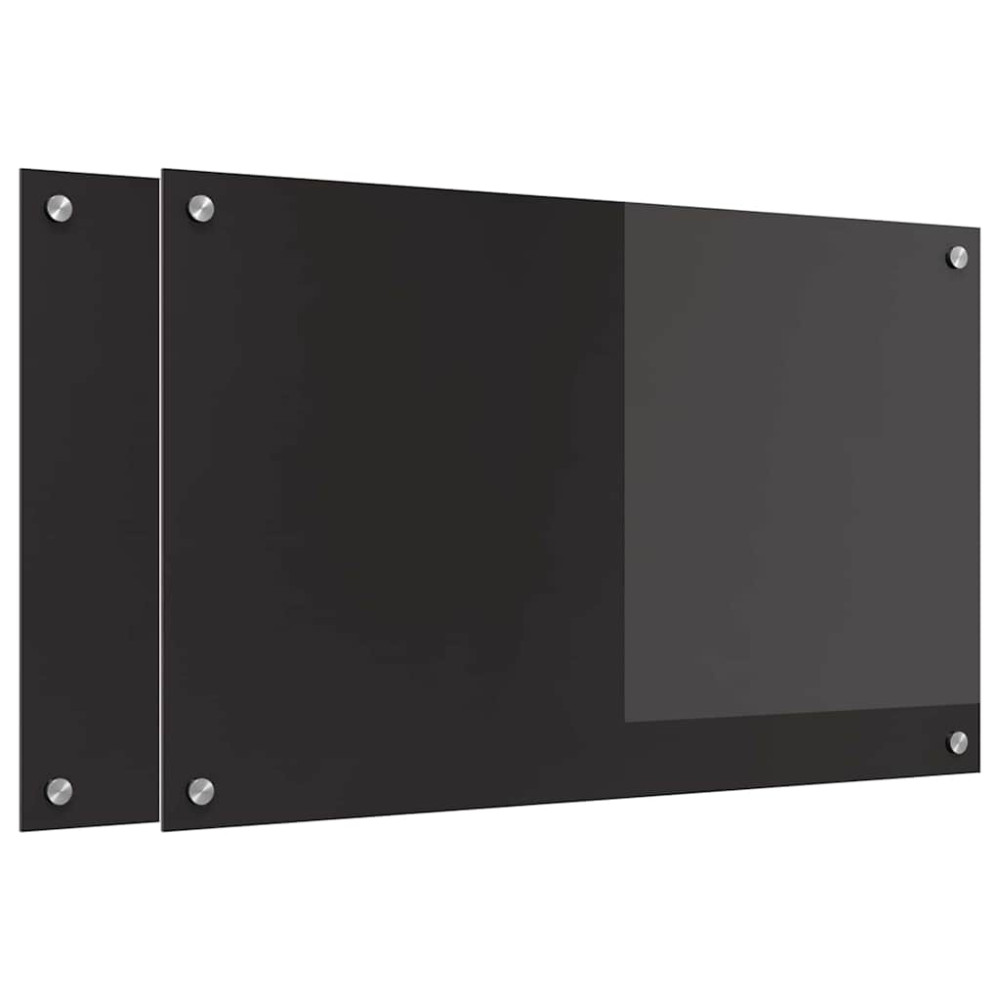 Produktbild för Köksskydd 2 pcs Svart 80 x 50 cm härdat glas
