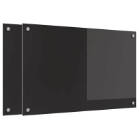 Produktbild för Köksskydd 2 pcs Svart 80 x 50 cm härdat glas