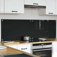 Produktbild för Köksskydd 2 pcs Svart 80 x 50 cm härdat glas