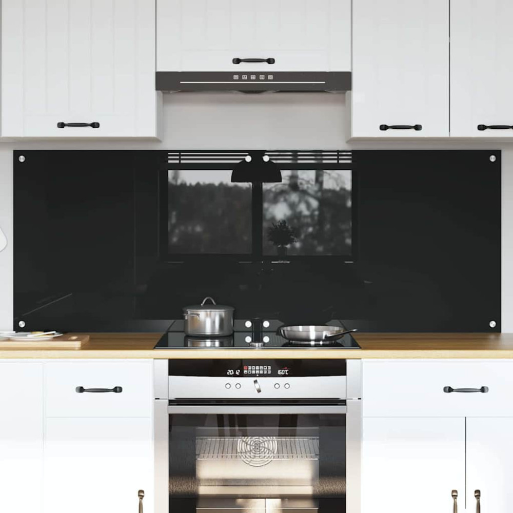 Produktbild för Köksskydd 2 pcs Svart 80 x 60 cm härdat glas