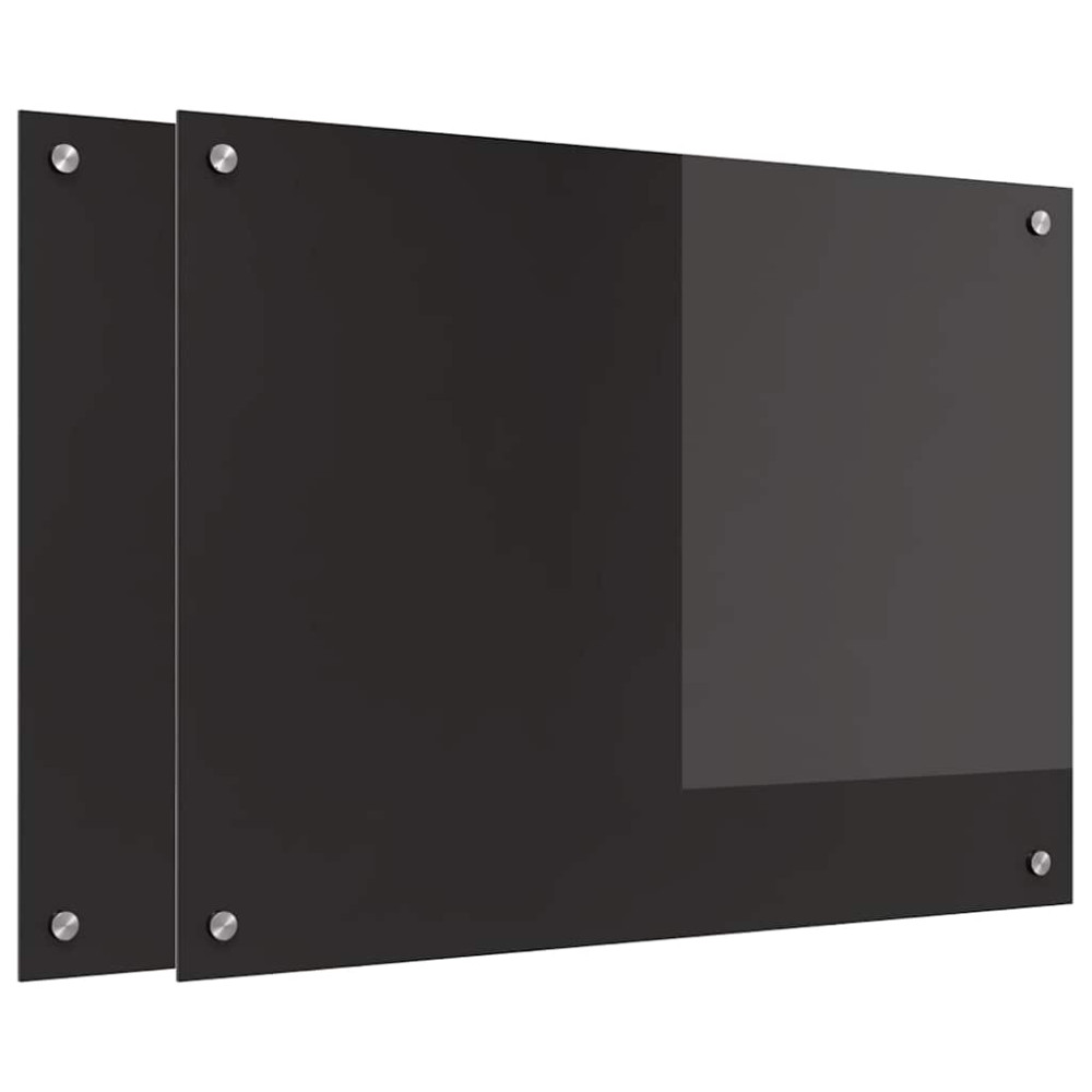 Produktbild för Köksskydd 2 pcs Svart 80 x 60 cm härdat glas