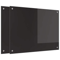 Produktbild för Köksskydd 2 pcs Svart 80 x 60 cm härdat glas