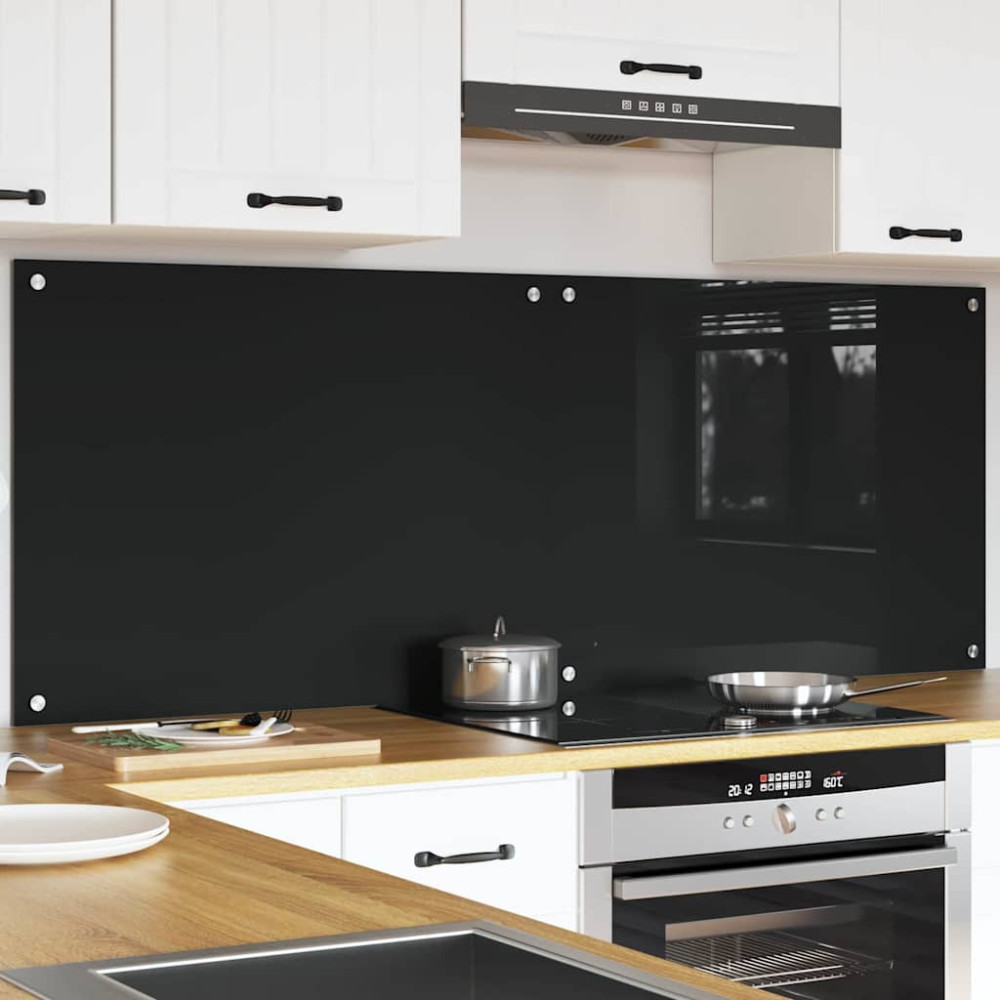 Produktbild för Köksskydd 2 pcs Svart 80 x 60 cm härdat glas