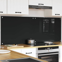 Produktbild för Köksskydd 2 pcs Svart 80 x 60 cm härdat glas