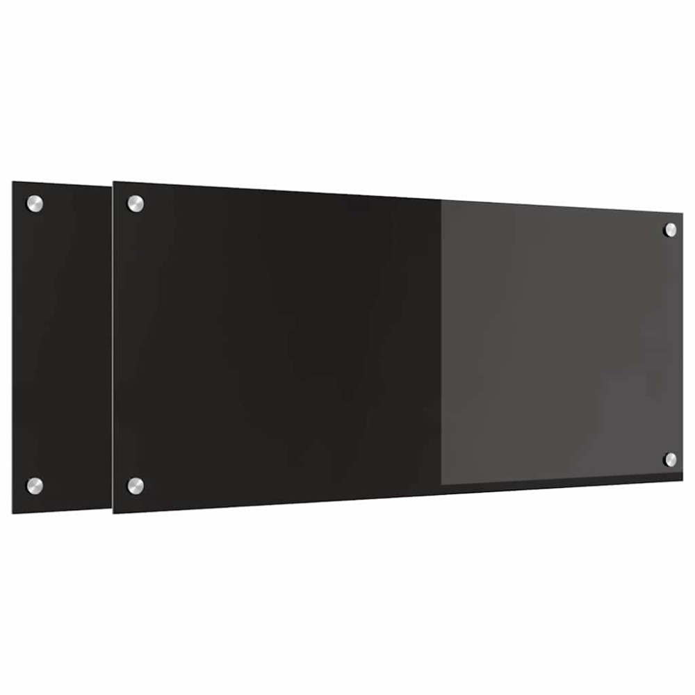 Produktbild för Köksskydd 2 pcs Svart 90 x 40 cm härdat glas