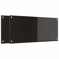 Produktbild för Köksskydd 2 pcs Svart 90 x 40 cm härdat glas