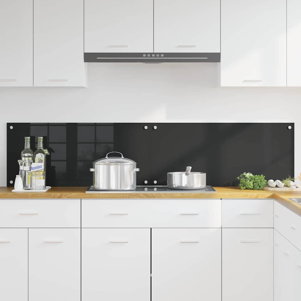 Produktbild för Köksskydd 2 pcs Svart 90 x 40 cm härdat glas