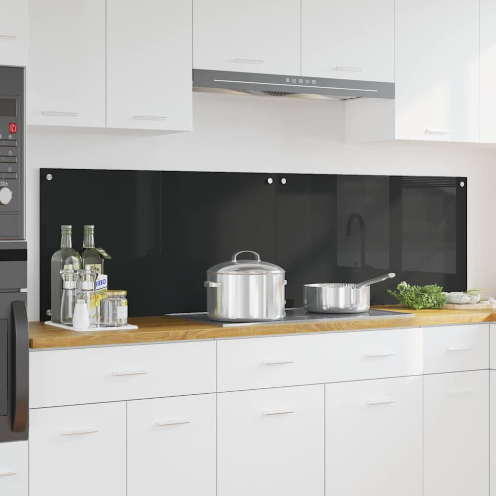 Produktbild för Köksskydd 2 pcs Svart 90 x 50 cm härdat glas