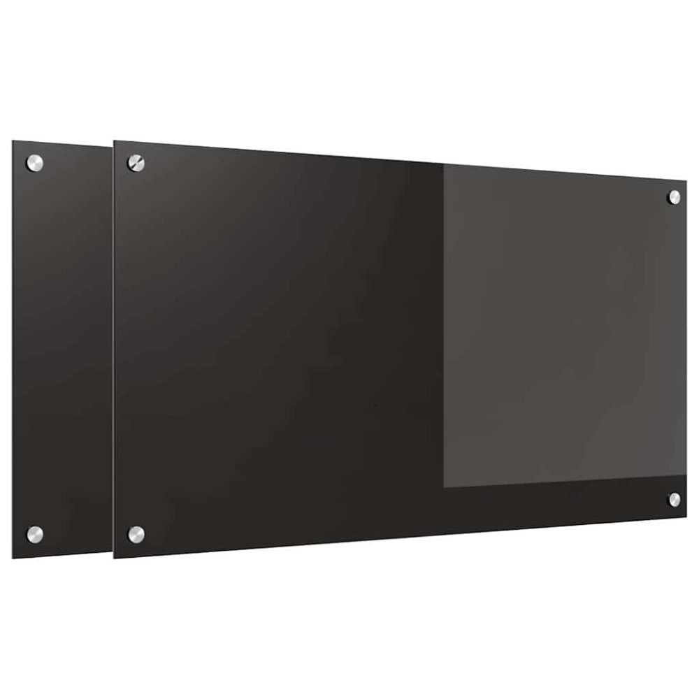 Produktbild för Köksskydd 2 pcs Svart 90 x 50 cm härdat glas