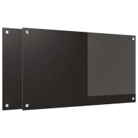 Produktbild för Köksskydd 2 pcs Svart 90 x 50 cm härdat glas