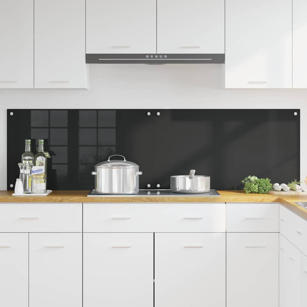 Produktbild för Köksskydd 2 pcs Svart 90 x 50 cm härdat glas