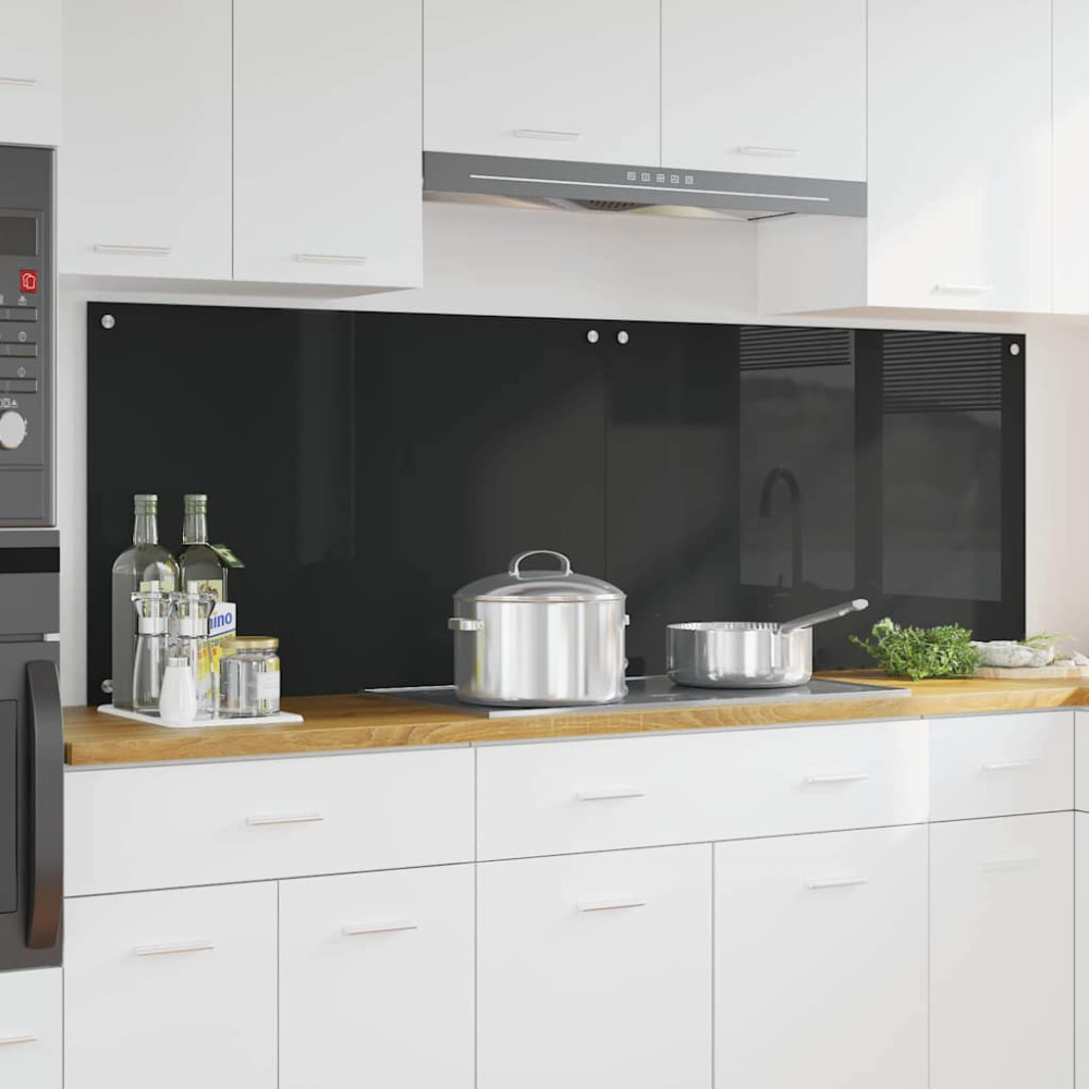 Produktbild för Köksskydd 2 pcs Svart 90 x 60 cm härdat glas