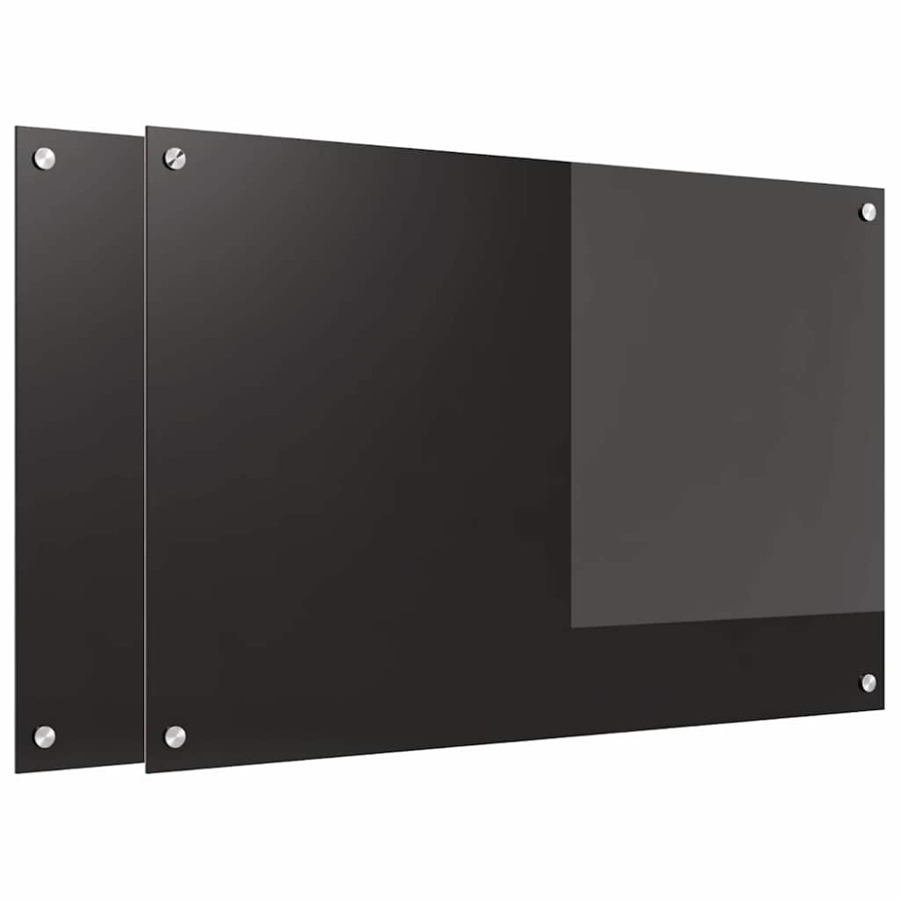 Produktbild för Köksskydd 2 pcs Svart 90 x 60 cm härdat glas