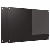 Produktbild för Köksskydd 2 pcs Svart 90 x 60 cm härdat glas