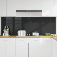 Produktbild för Köksskydd 2 pcs Svart 90 x 60 cm härdat glas