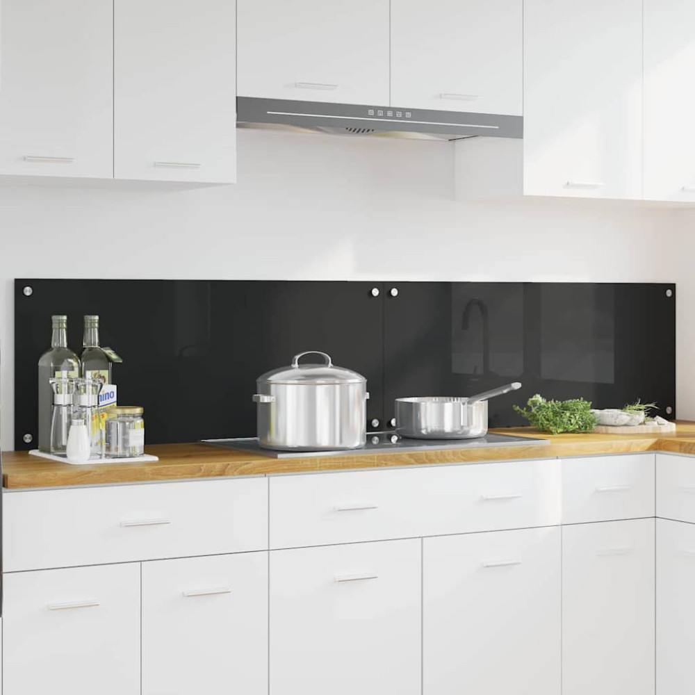 Produktbild för Köksskydd 2 pcs Svart 100 x 40 cm härdat glas