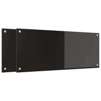 Produktbild för Köksskydd 2 pcs Svart 100 x 40 cm härdat glas