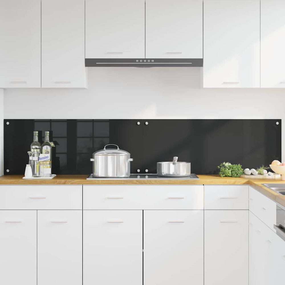 Produktbild för Köksskydd 2 pcs Svart 100 x 40 cm härdat glas
