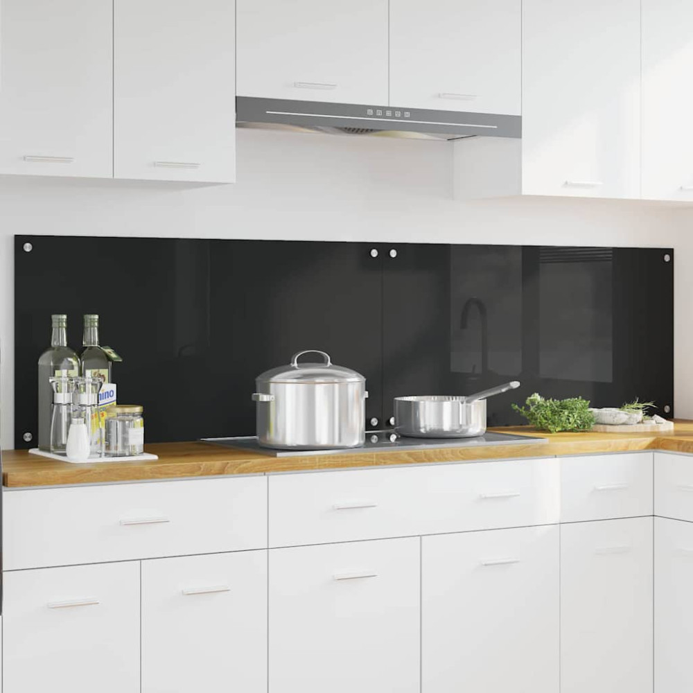 Produktbild för Köksskydd 2 pcs Svart 100 x 50 cm härdat glas